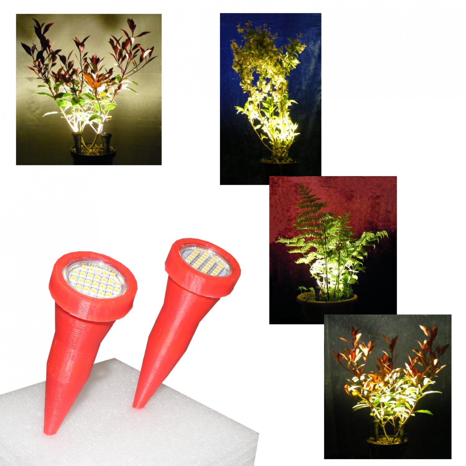 Plant Pot Uplights / Uplighters / Spike Lights in Pink with Mains