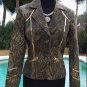 Cache LUXE $258 ANIMAL METALLIC LEATHER Top JACKET NWT S/M/L 6/8/10 LINED