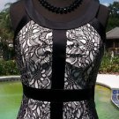 Cache $198 LACE TEXTURE STRETCH DRESS LINED NWT S/M 4/6/8 CUT-IN SLEEVE SATIN Cache $198 LACE TEXTURE STRETCH DRESS LINED NWT S/M 4/6/8 CUT-IN SLEEVE SATIN