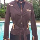 Cache $188 COTTON SUEDE + REMOVABLE BELT LEATHER TRIM Jacket Top NWT XS/S/M/L