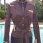 Cache $188 COTTON SUEDE + REMOVABLE BELT LEATHER TRIM Jacket Top NWT XS/S/M/L