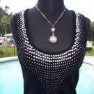 Cache $88 RIB KNIT MULTI COLOR BEAD SEQUIN EMBELLISHED STRETCH Top NWT XS/S/M