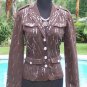 Cache $198 SEQUIN ENCRUSTED GEMSTONE BUTTONS Jacket Top NWT FITTED S/M/L STRETCH