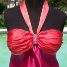 Cache $128 SILK RUCHED RHINESTONE EMBELLISHED HALTER Top NWT S/M Built-IN BRA