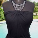 Cache $168 STRETCH HALTER Dress Top NWT RUCHED EMBELLISHED HI - LOW XS/S/M/L/XL