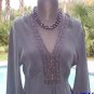 Cache LUXE $158 SILK BEAD Top NWT S/M/L 4/6/8/10 PEASANT EMPIRE TULIP SLEEVE