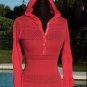 Cache $158 LUXE RHINESTONE BUTTONS PEEK-A-BOO HOODIE Top NWT COVER-UP XS/S/M