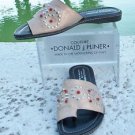 Donald Pliner $285 METALLIC LEATHER Shoe NIB RUBBER FLEX SOLE FLAT SANDAL TOE