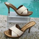 Donald Pliner $235 COUTURE METALLIC GATOR Shoe NIB WHITE GOLD SLIDE SIGNATURE