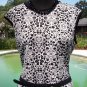 Cache $178 STRETCH DRESS BODY SHAPE LINED NWT L/XL REMOVABLE BELT BLACK & WHITE