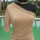 Cache $128 METALLIC 1 SHOULDER Top NWT XS/S STRETCH METAL EMBELLISHED Cache $128 METALLIC 1 SHOULDER Top NWT XS/S STRETCH METAL EMBELLISHED