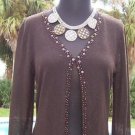 CHICO'S Chicos 0/ 1/ 2 $88 SEQUIN Jacket Top NWT S/M/L FUDGE BROWN EMBELLISHED
