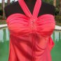 Cache $98 SILK RUCHED LACE-UP HALTER Top NWT XS/S BUILT-IN BRA CORAL
