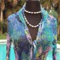 Cache $148 SILK METALLIC SHEER ILLUSION Top NWT S/M/L SELF-TIE SCARF