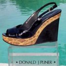 Donald Pliner $275 COUTURE PATENT LEATHER WEDGE Shoe NIB SAND CONGO RAFFIA