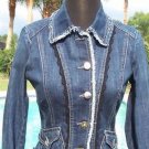 Cache $168 DENIM RHINESTONE BUTTONS Jacket Top NWT 0/2/4/6 XS/S LACE TRIM STRETC Cache $168 DENIM RHINESTONE BUTTONS Jacket Top NWT 0/2/4/6 XS/S LACE TRIM STRETC
