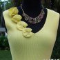 Cache $88 RIB KNIT PLUNGING V NECK 4 ROSES STRETCH Top NWT S/M/L