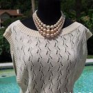 Cache $118 PEEK-A-BOO CROCHET SAND KNIT Top NWT S/M/L STRETCH COTTON