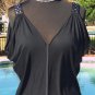 Cache $88 METAL STUDS STRAPS PLUNGING V NECK DRAPE SLEEVE Top NWT XS/S STRETCH
