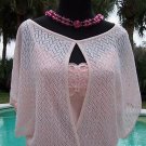 Cache KNIT $118 PEEK-A-BOO FAUX WRAP Top NWT XS/S/M/L+ Metallic Kissed Banded