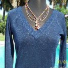 Cache LUXE $98 MIDNIGHT BLUE METALLIC DOUBLE PLUNGING V Top NWT XS/S/M STRETCH Cache LUXE $98 MIDNIGHT BLUE METALLIC DOUBLE PLUNGING V Top NWT XS/S/M STRETCH