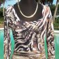 Cache $$$ STRETCH GOLD METALLIC CHAINS ANIMAL  TEE Top NWT XS/S