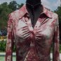 Cache $98 RUCHED DIP DYE TIE DYE METALLIC BUTTON PLUNGING V Top NWT S/M/L