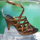 Donald Pliner $295 COUTURE BRONZE METALLIC LEATHER STRAPY PLATFORM Shoe NIB 6
