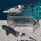 Donald Pliner $325 COUTURE METALLIC LEATHER MULE Shoe NIB 6  ICE SUEDE SIGNATURE