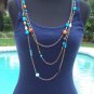Cache $88 NAVY STRETCH Cami TEE Top + REMOVABLE NECKLACE LOT 2 NWT XS/S/M/L