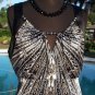Cache $128 BEADED CUT-IN SLEEVE Top NWT XS/S/M KEY HOLE FRONT BACK FLIRTY STRETC