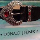 DONALD PLINER $165 BLACK ~OR~ RUST SUEDE METALLIC LEATHER BELT NWT XS/S/M