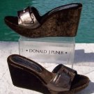 Donald Pliner $250 COUTURE METALLIC LEATHER WEDGE Shoe VELVET EMBROIDERY Donald Pliner $250 COUTURE METALLIC LEATHER WEDGE Shoe VELVET EMBROIDERY