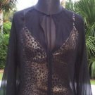 Cache LUXE $158 LOT 2 BLACK SILK TUNIC + ANIMAL CAMI Top NWT M/L WEAR TOGETHER Cache LUXE $158 LOT 2 BLACK SILK TUNIC + ANIMAL CAMI Top NWT M/L WEAR TOGETHER