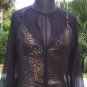 Cache LUXE $158 LOT 2 BLACK SILK TUNIC + ANIMAL CAMI Top NWT M/L WEAR TOGETHER