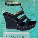 Donald Pliner $295 COUTURE SUEDE ROSETTE LEATHER WEDGE Shoe HAND MADE SIGNATURE