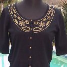 Cache $98 EMBELLISHED SILK BLEND STRETCH KNIT Top NWT S/M/L SWEATER Cache $98 EMBELLISHED SILK BLEND STRETCH KNIT Top NWT S/M/L SWEATER