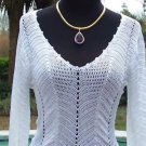 Cache $118 PEEK-A-BOO CROCHET KNIT V-NECK Top NWT S/M/L BANDED BOTTOM~ STRETCH