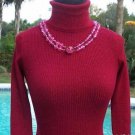 Cache $98 RED CRANBERRY METALLIC STRETCH Turtle Neck Top NWT XS/S/M YUMMY SOFT