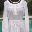 Cache $118 PEASANT TUNIC BOHO SELF-BELT Top NWT XS/S/M RUCHED COTTON