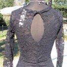 Cache $108 SHEER ILLUSION LACE OPEN BACK NUDE MESH FRONT RUCHED Top NWT STRETCH