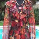 Cache $118 SILK METALLIC KISSED SHEER ILLUSION Top NWT S/M/L FUN & FLIRTY Cache $118 SILK METALLIC KISSED SHEER ILLUSION Top NWT S/M/L FUN & FLIRTY