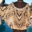 Cache $138 EMBELLISHED PEASANT BOHO Top NWT S/M/L+ SPLIT SLEEVE ELASTIC WAIST