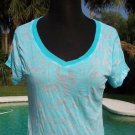Cache $$$ STRETCH BAMBOO FLOWER BURN-OUT TEE Top NWT S/M PEEK-A-BOO YUMMY SOFT