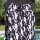 Cache $88 STRETCH PEEK-A-BOO BUST BUBBLE WAVE Top NWT CUT-IN SLEEVE BLACK WHITE Cache $88 STRETCH PEEK-A-BOO BUST BUBBLE WAVE Top NWT CUT-IN SLEEVE BLACK WHITE