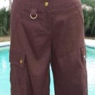 Cache $88 LINEN BLEND CARGO CROP CAPRI Pant NWT XS/S WEAR ALL YEAR