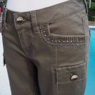 Cache $128 EMBELLISHED Jean Pant NWT Cargo DENIM ZIPPER LEG RHINESTONE 0/2 XS Cache $128 EMBELLISHED Jean Pant NWT Cargo DENIM ZIPPER LEG RHINESTONE 0/2 XS