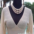Cache $118 PLUNGING DOUBLE V NECK WRAP PEEK-A-KNIT Top NWT XS/S/M STRETCH