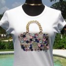 Cache $$$ STRETCH ELABORATE EMBELLISHED HANDBAG TEE Top NWT S/M
