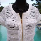 Cache $128 PEEK-A CHENILLE METALLIC KISSED Top NWT XS/S/M/L/XL FRONT ZIPPER